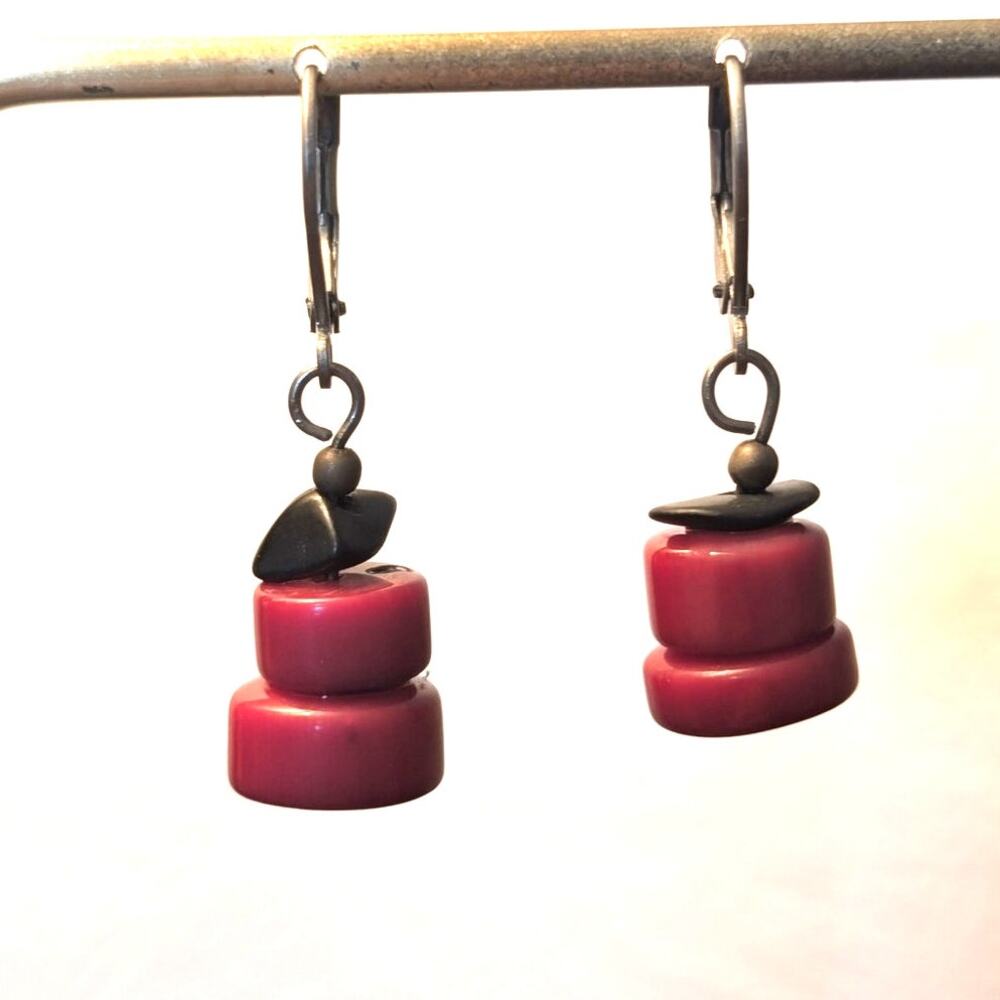 Vintage Coral Lever Back Dangle Earrings